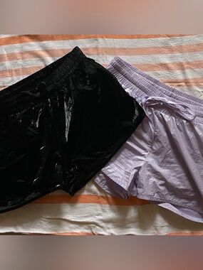 Both ZYIA Pastel Lavender & Shiny Black Athletic Shorts Size XXL